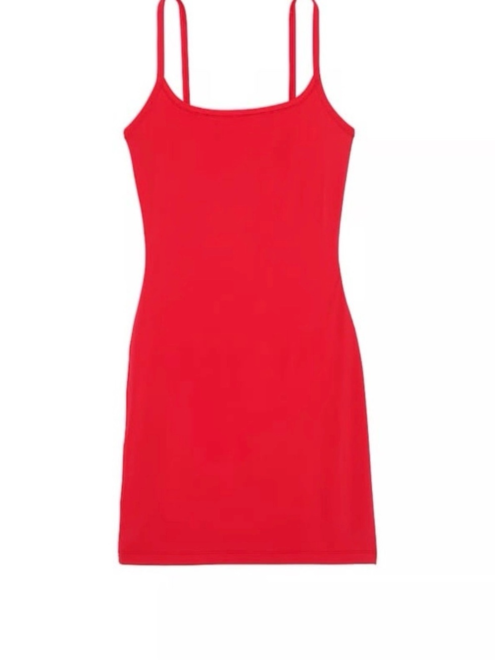 BASE STRETCH SLIP DRESS Red Spaghetti Strap Bodycon Dress